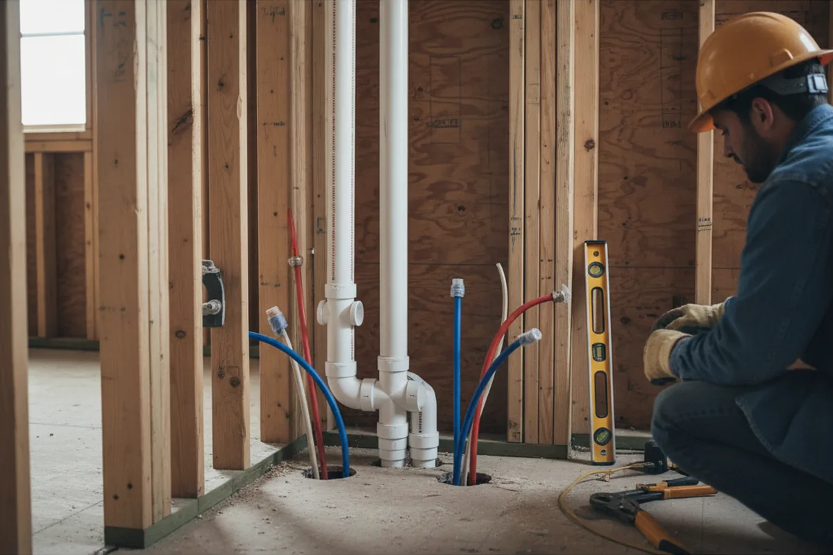 Drain and supply rough-in during Leak Detection in Blackwell